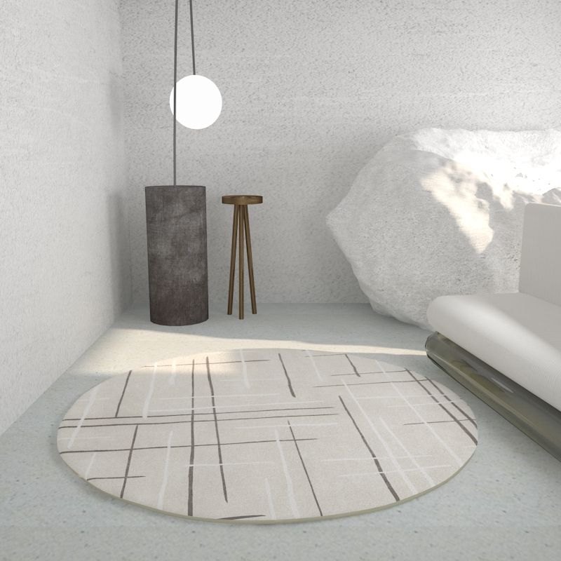 Tone abricot rond Rapier intérieur décontracté Polyester Lignes géométriques Rapis de support non glissant tapis intérieur pour le salon