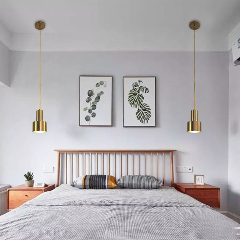 Lampe à suspension en fer électroplate dans le pendentif simple cylindroid moderne de style luxueux