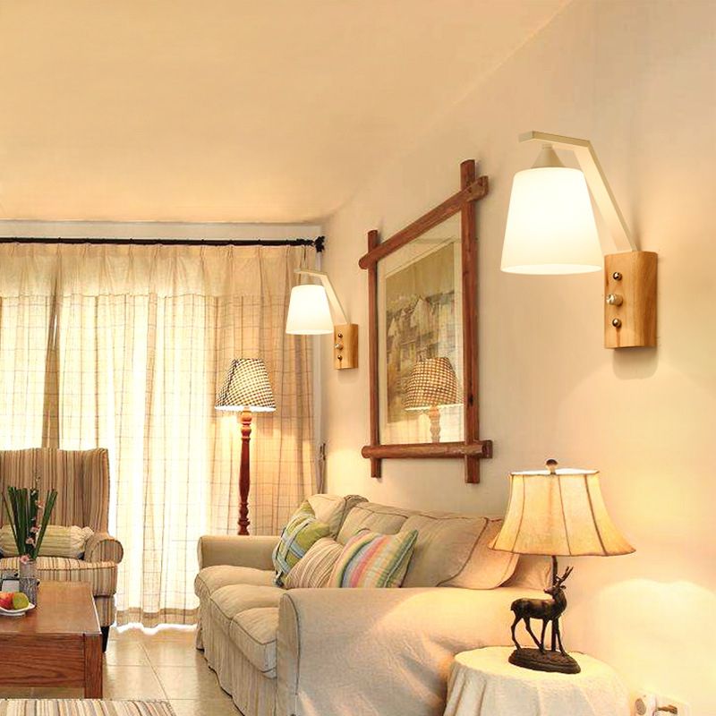 Madera de sombra geométrica luces de pared moderna simple 1 cabeza de montaje de pared de la pared en blanco