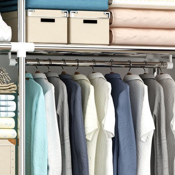 Contemporary Wardrobe Metal 1-Door Wardrobe Closet with Cloth Rod