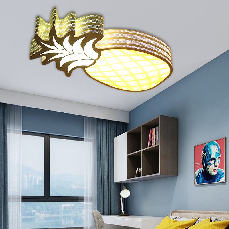Cartoon Lovely Flush Mount Light Acrylic Metal White LED Ceiling Lamp for Game Room Kid Bedroom
