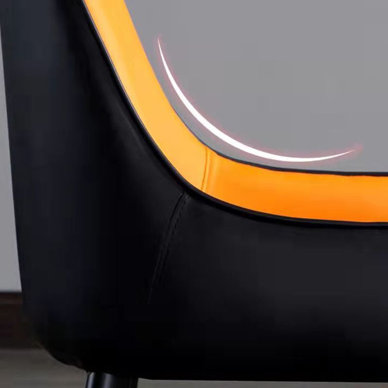 Glam Upholstered Dining Chairs Faux Leather Kitchen Dining Chair with Wood Legs