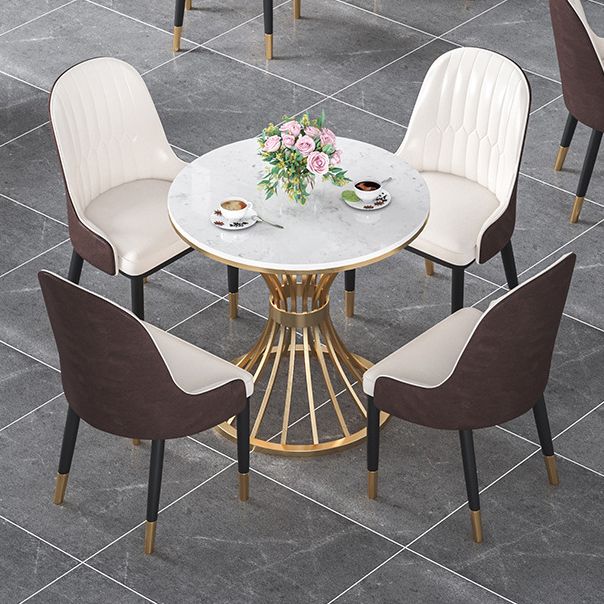 Glam Sintered Stone Dining Room Set Standard Height with Gold Base Dining Furniture