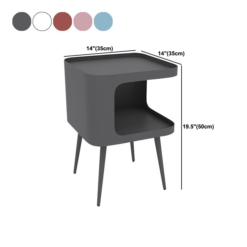 Mid-Century Square Tray Top Side Table 19.6" Tall Iron 4 Legs End Table with Storage