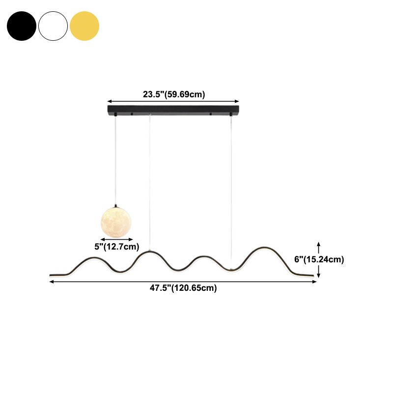Modern Style Linear Shape Island Lights Metal 2 Light Chandelier for Living Room