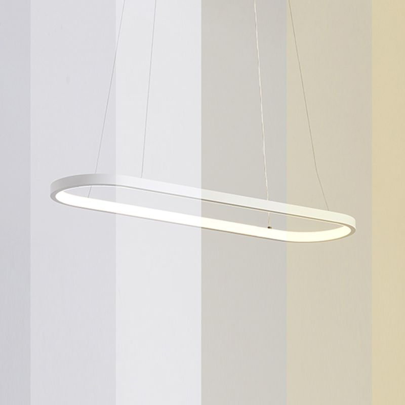 Contemporary Style Linear Shape Island Light Metal 1 Light Hanging Pendant Light in White