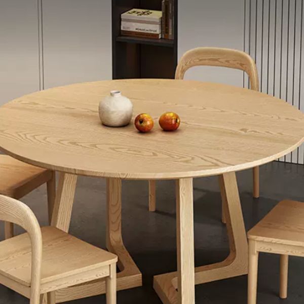 Modern Style Dinette Set 1/2/3/4/5 Pcs Round Solid Wood Dinette Table with Chair