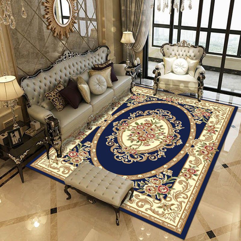 European Indoor Rug Classical Medallion Pattern Polyester Carpet Anti-Slip Area Rug for Home Decor