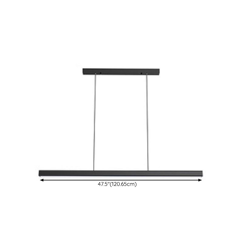 1 - Light Linear Kitchen Island Fixture Minimalist Aluminum Pendant Ceiling in Black