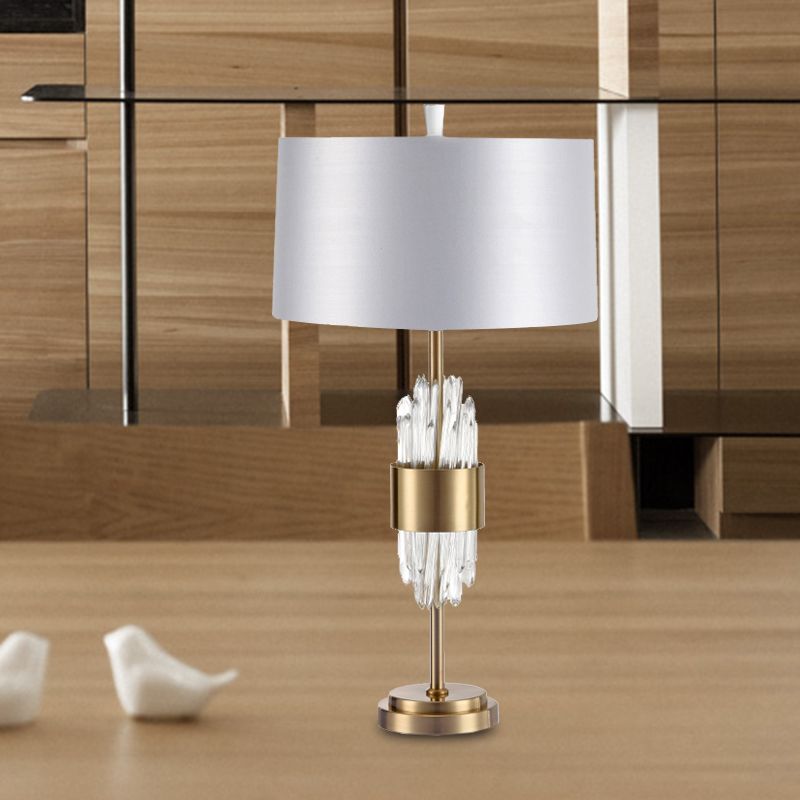 1 Glühbirnen Esszimmer Schreibtisch Lampe Modernes weißes Tischlicht mit zylindrischem Stofffarbe