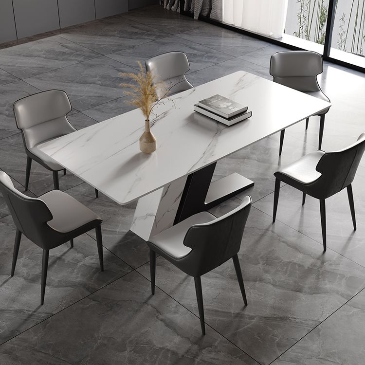 Modern Stainless Steel Dinette Set 1/2/5/7 Pieces Sintered Stone Top Dining Table Set