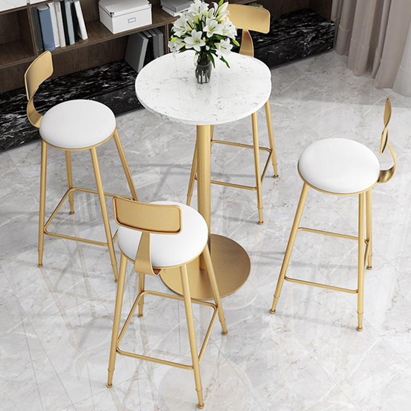 Glam Round Dining Stool Low Back Chairs with Gold Metal Base