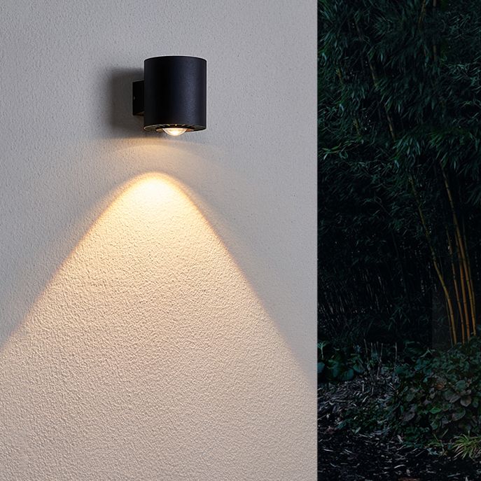 1-Licht-Zylinderwandleuchten zeitgenössischer Stil Metallwandmontage in Schwarz