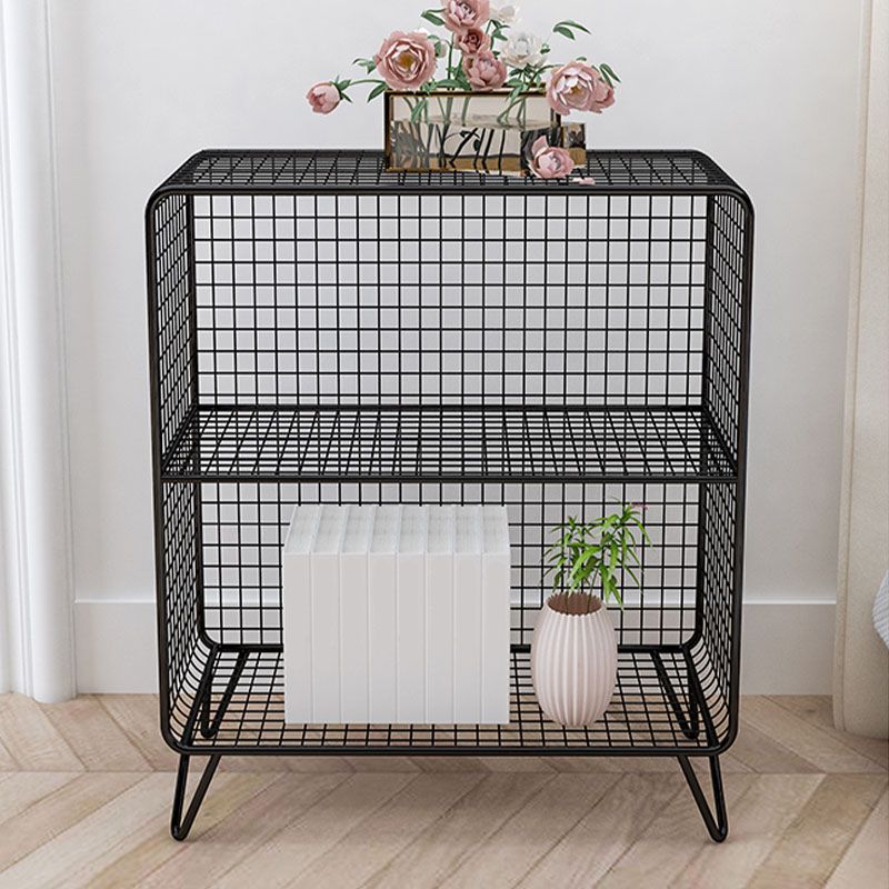 Modern Metal Bedside Cabinet Open Storage Nightstand with Shelves