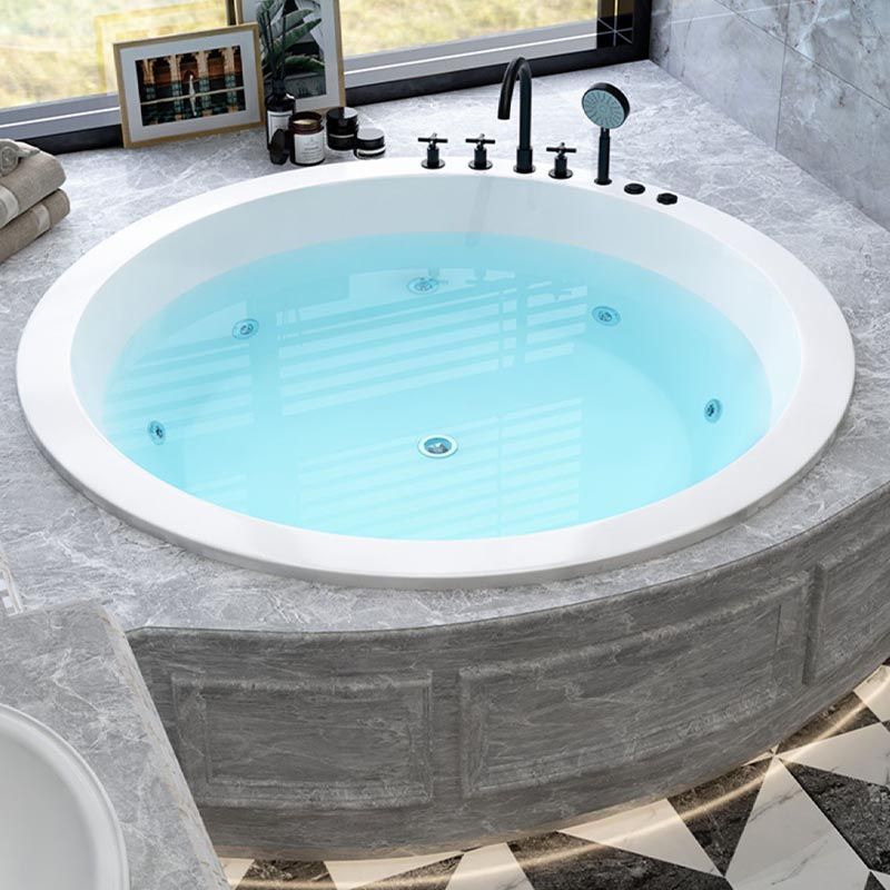 Modern Round Drop-in Bath Tub Acrylic Soaking Bathtub in White