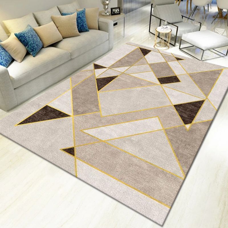 Pink Striped Rug Polyester Modern Rug Stain Resistant Rug for Living Room