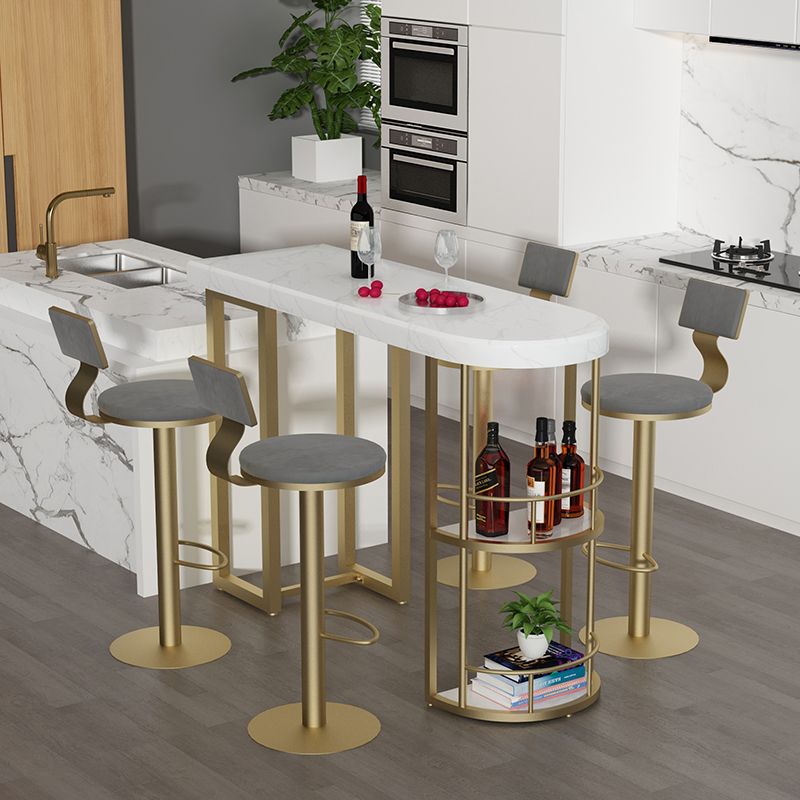 Irregular Shape Marble Pub Dining Set, 1/3/5 Pieces Luxury Counter Table with High Stools