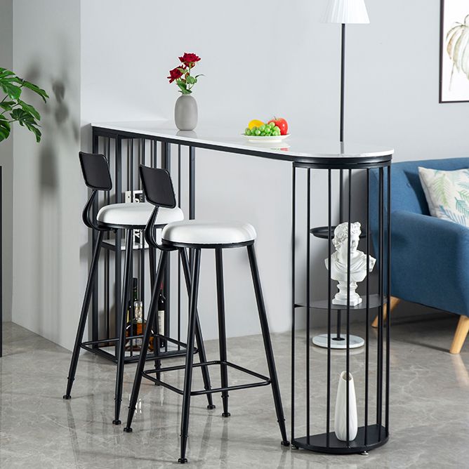 Modern Pub Height Dining Table White and Black Counter Height Table