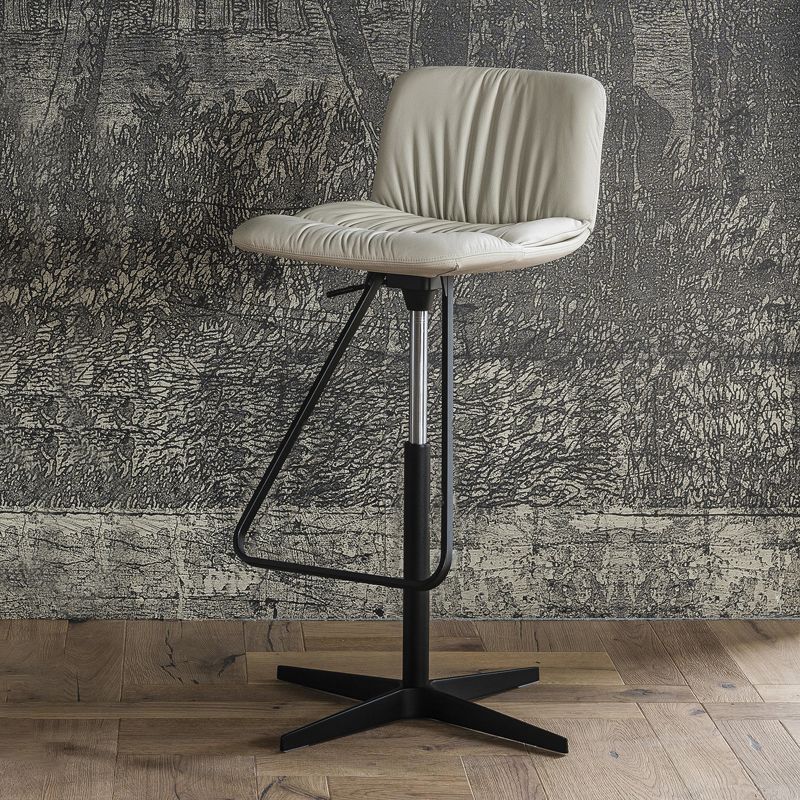 Industrial Style Rotatable Bar Stool Leather Counter Bar Stool for Home
