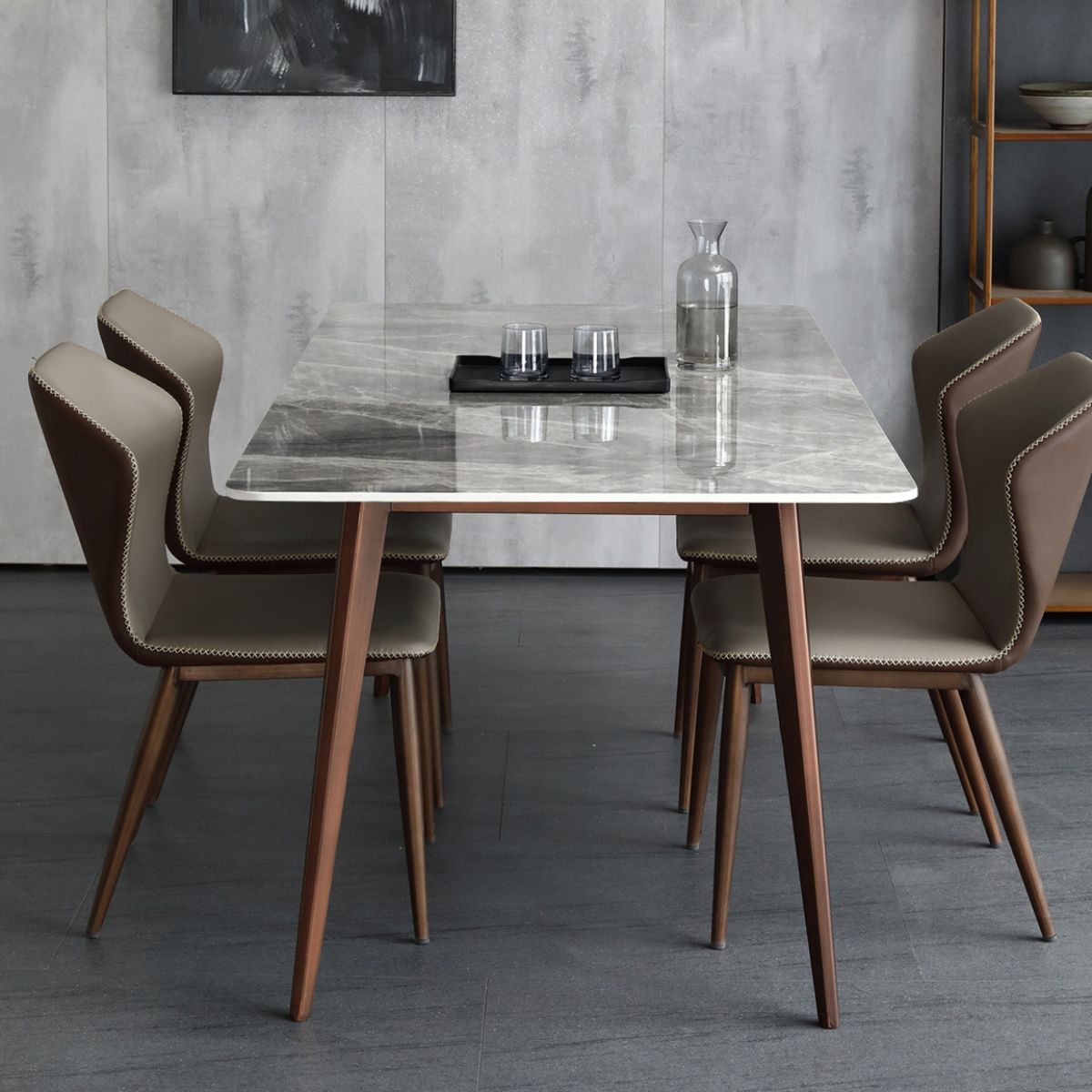 Sintered Stone Dining Table Mid-Century Modern Dining Table with 4 Legs