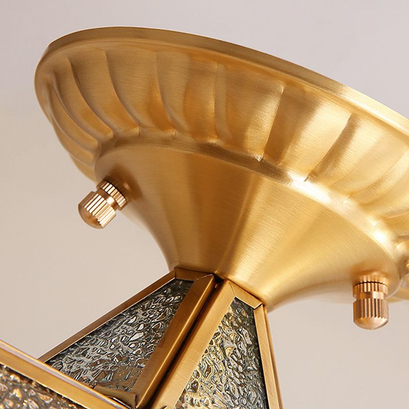 Lampe en verre proche du plafond, éclairage de plafond d'allée en étoile en laiton de style vintage