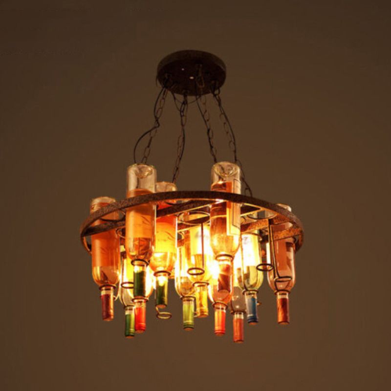 Vintage stijl rond kroonluchter verlichting armatuur glazen hangsellamp in meerkleurig
