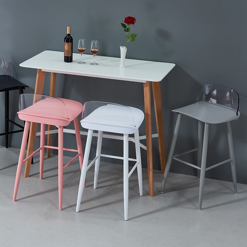 Indoor Rectangle Bar Stool Low Back Plastic Footrest Modern Counter Stool