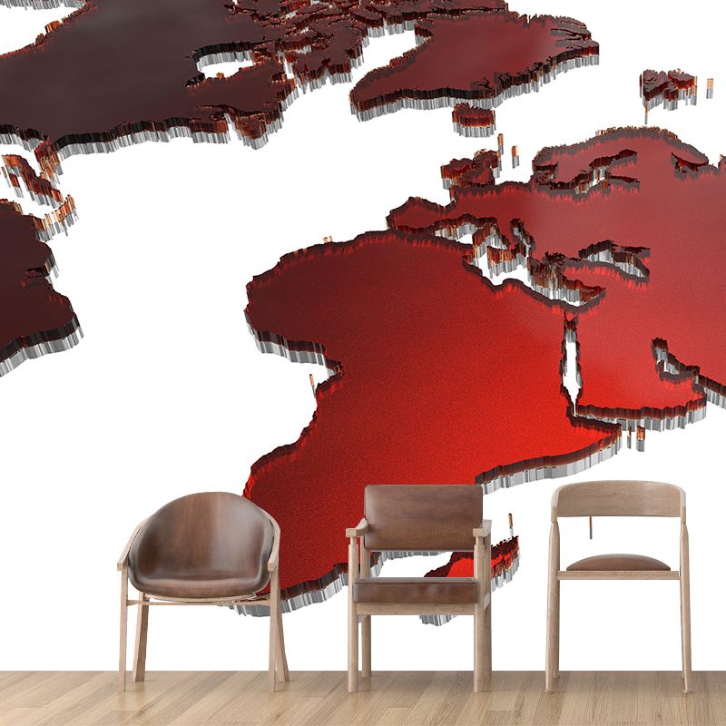 Contemporary World Map Wall Mural Wallpaper Eco-friendly Wall Mural in Bright Color