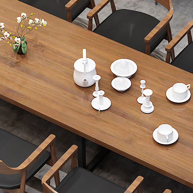 Industrial Solid Wood Table for Restaurant Dining Table with Trestle Base