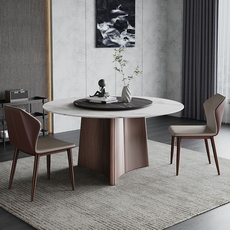 Stone Dining Table Traditional Luxury Round Dining Site Table with Pedestal Base