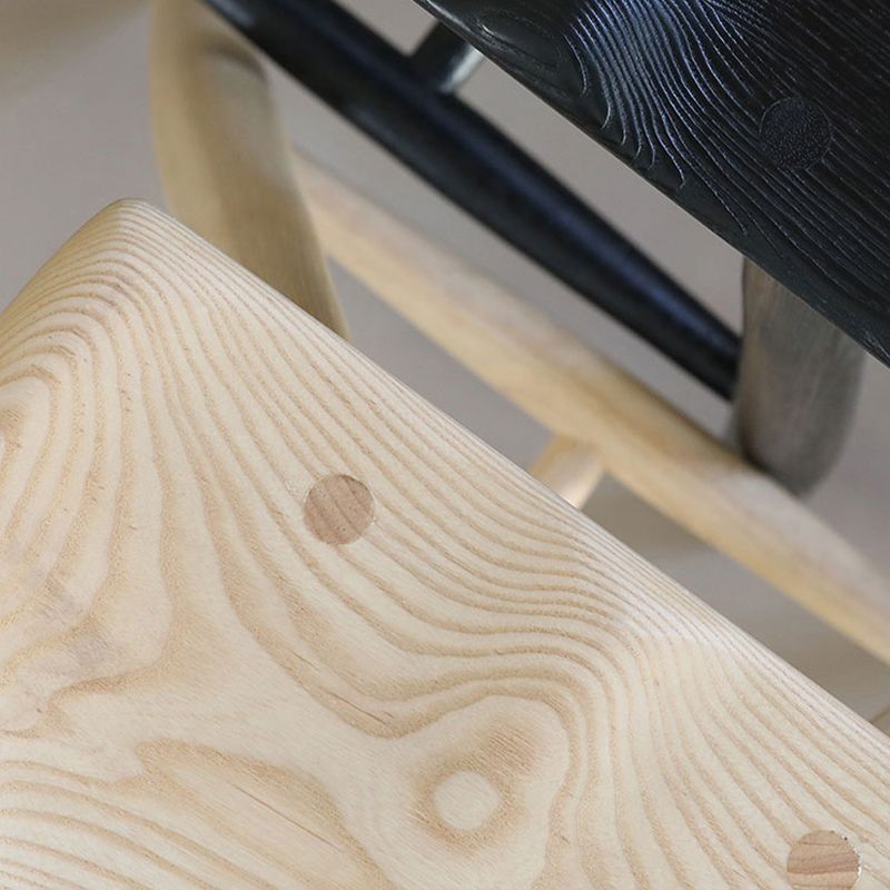 Solid Wood Dining Stools Contoured Seat Bar Stools with Footrest