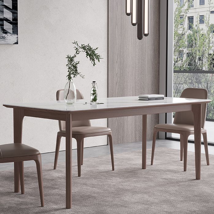 Rectángulo 4 patas mesa de medio siglo color blanco mesa fija de piedra sinterizada