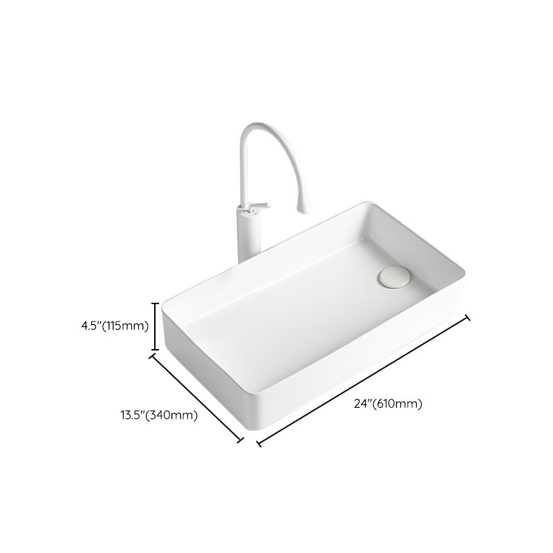 Modern Bathroom Sink Porcelain Solid Color Rectangular Vessel Bathroom Sink