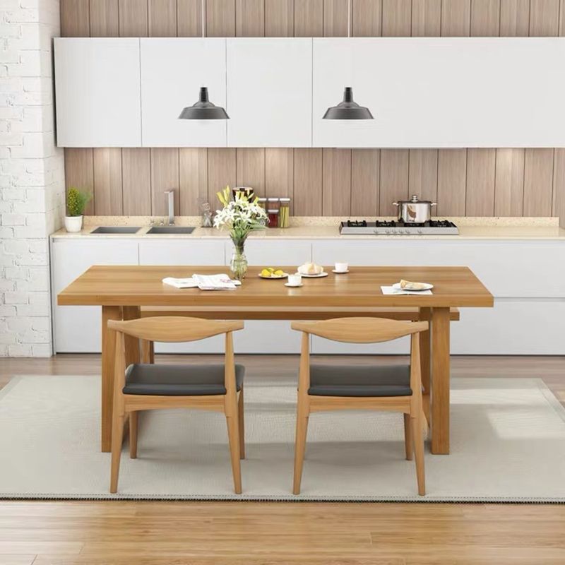 Table à manger en bois massif Table rectangulaire moderne avec base luge en bois de pin