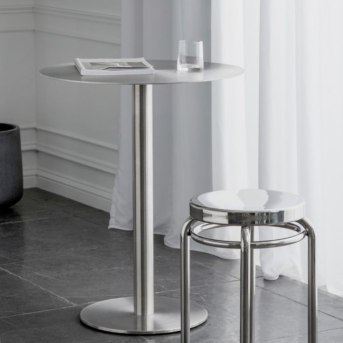 Mesa de comedor industrial mesa de acero inoxidable con base de pedestal para cocina