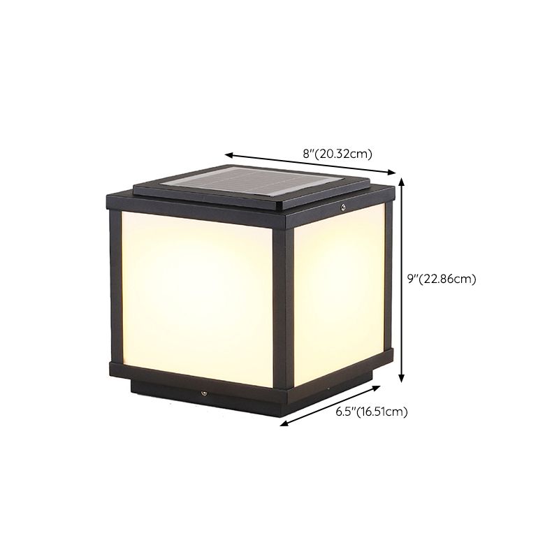 Modern LED Pillar Light Geometric Solar Lighting Fixture for Garden