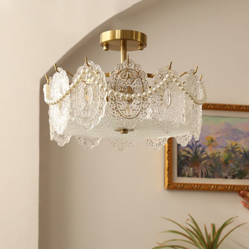 Contemporary Creative Ceiling Lamp Glass Shade Flush Mount Light Fixture