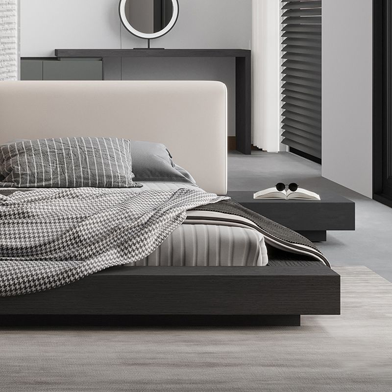 Lift Up Storage Bed Frame Mid-Century Modern Standard Bed with Upholstered Headboard