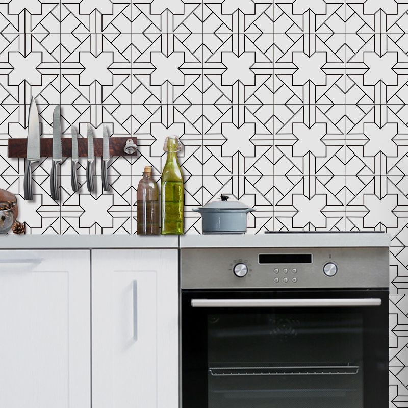 Symmetric Wallpaper Panels Modern Peel and Stick Kitchen Wall Decor, 3.5' L x 8" W, Grey