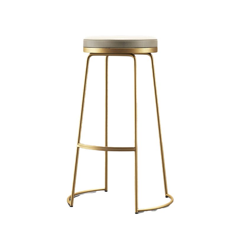 Taburete de bar de estilo nórdico, redondo, de piel sintética, con cojín, para bar, comedor, juego de 2