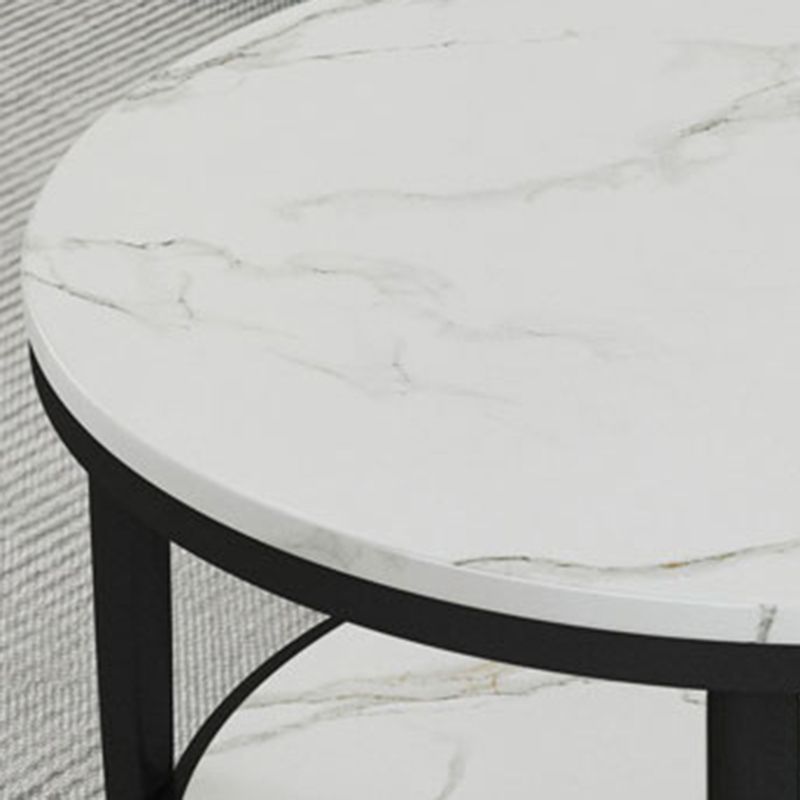 Slate Round Coffee Table Glam 4 Legs Coffee Table with Storage