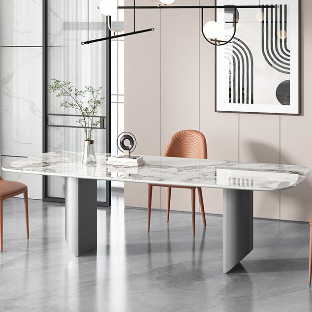 Metalen eigentijdse rechthoekige tafel Gesinterde stenen binnentafel voor eetkamer