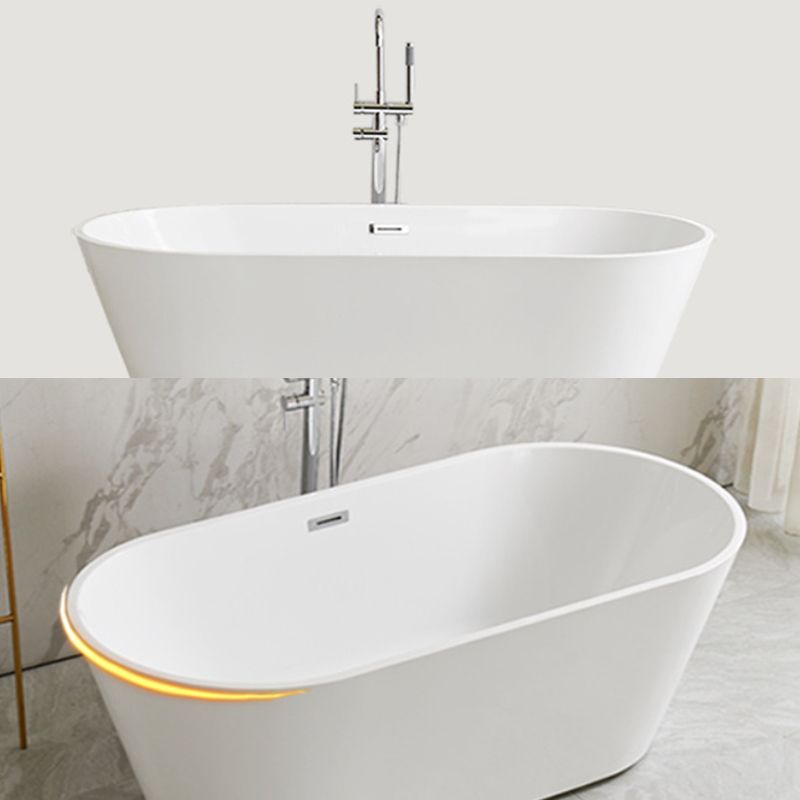 Modern Ellipse Acrylic Bathtub Back to Wall with Drain Bath Tub