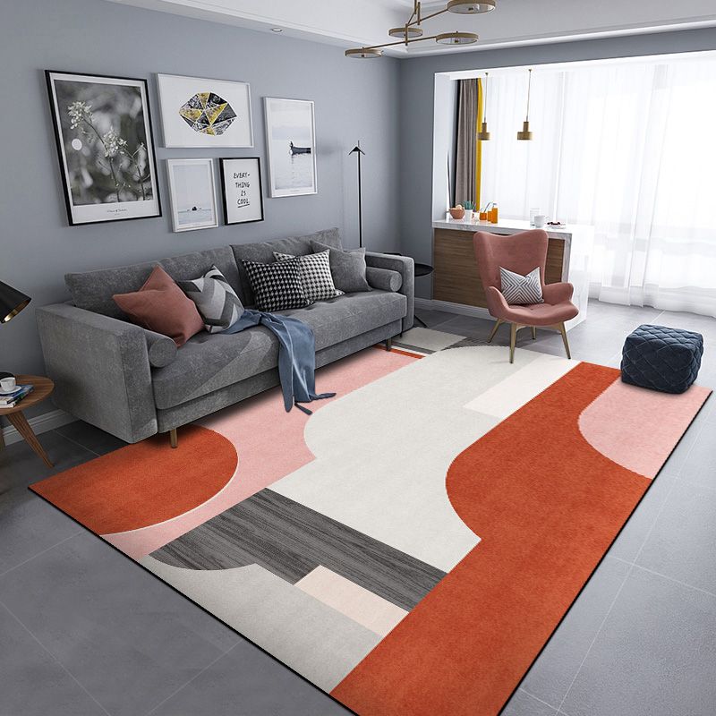 Navy Modern Rug Blending Graphic Rug Non-Slip Backing Rug for Living Room