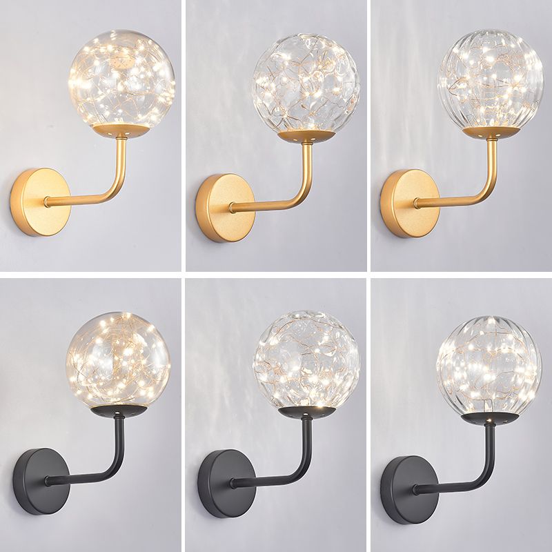 Nordic Glass Wall Light Globe Gypsophila 1 Light Wall Sconce for Bedroom