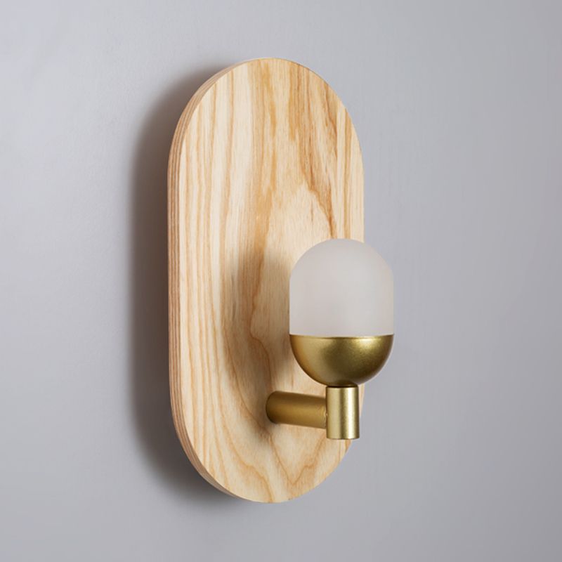 Modern Simple Wall Mount Light Ellipse Shape Wooden Wall Lamp for Bedroom