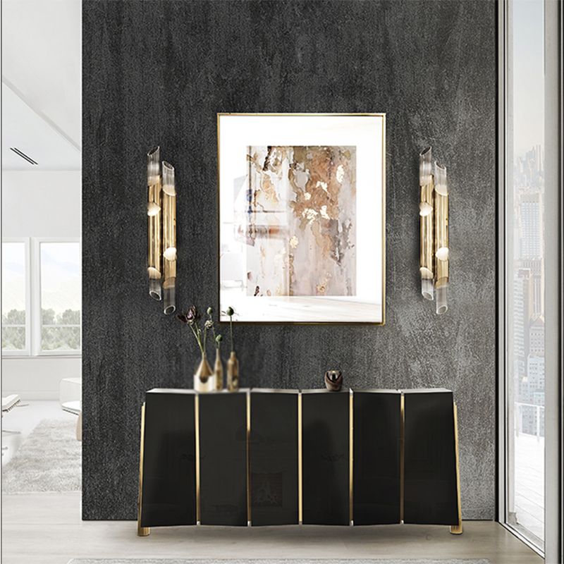 Linear Shape Metal Vanity Light Modern Style Multi Lights Vanity Light Fixture in Gold