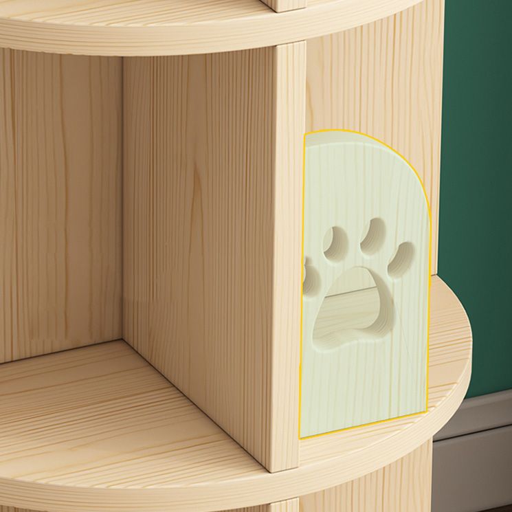 Contemporary Style Bookshelf Natural Solid Wood Bookcase for Home Office