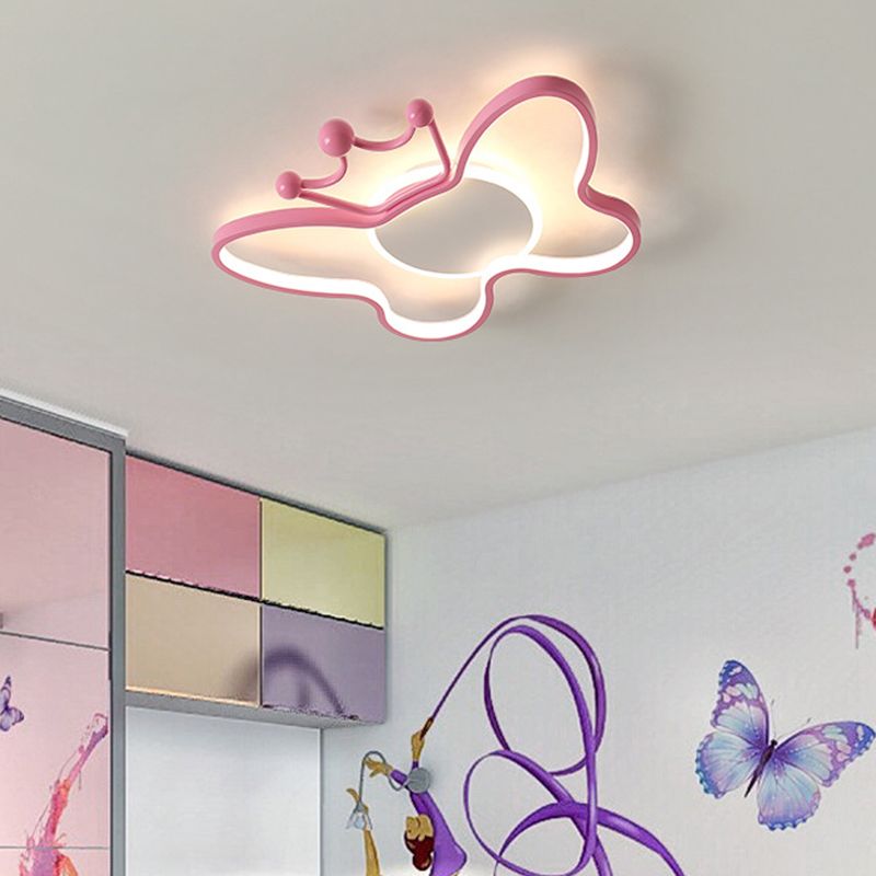 Butterfly Semi Flush Plafond Lilaires dessin animé Plafond en aluminium Chandelier pour enfants pour les enfants