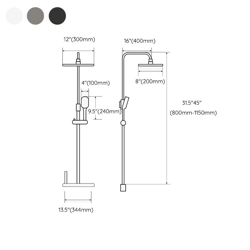 Modern Wall Mounted Shower Combo Slide Bar Included Shower Trim